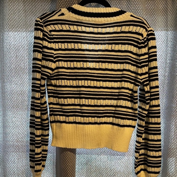 Urban Daizy Sandie Striped Bow Cardigan, Black and Ivory - NWOT - Picture 4 of 6